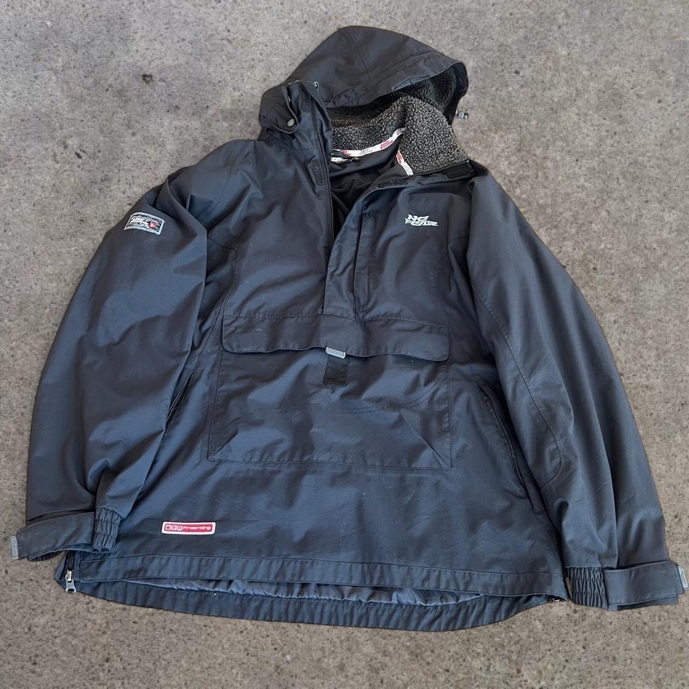 Vintage 90s No Fear Tech Anorak Ski Jacket Black Free… - Gem